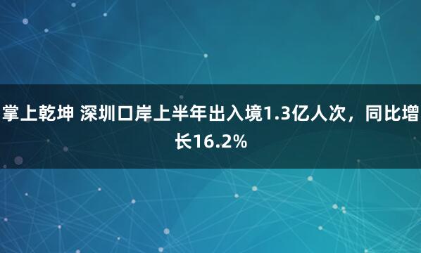 掌上乾坤 深圳口岸上半年出入境1.3亿人次，同比增长16.2%