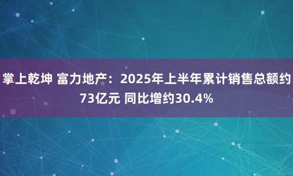 掌上乾坤 富力地产：2025年上半年累计销售总额约73亿元 同比增约30.4%
