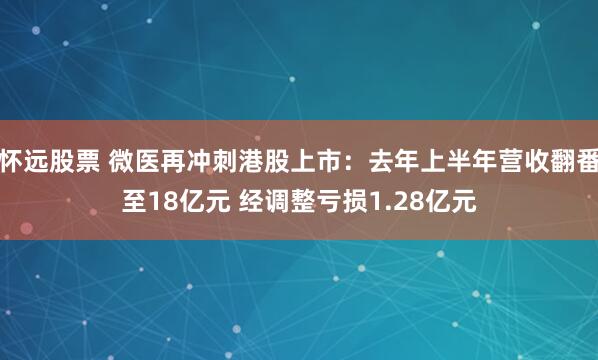 怀远股票 微医再冲刺港股上市：去年上半年营收翻番至18亿元 经调整亏损1.28亿元